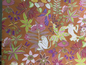 Waverly MONKEYIN' AROUND Sun N Shade Orange Monkey Tropical Fabric 54"W x2.75yd